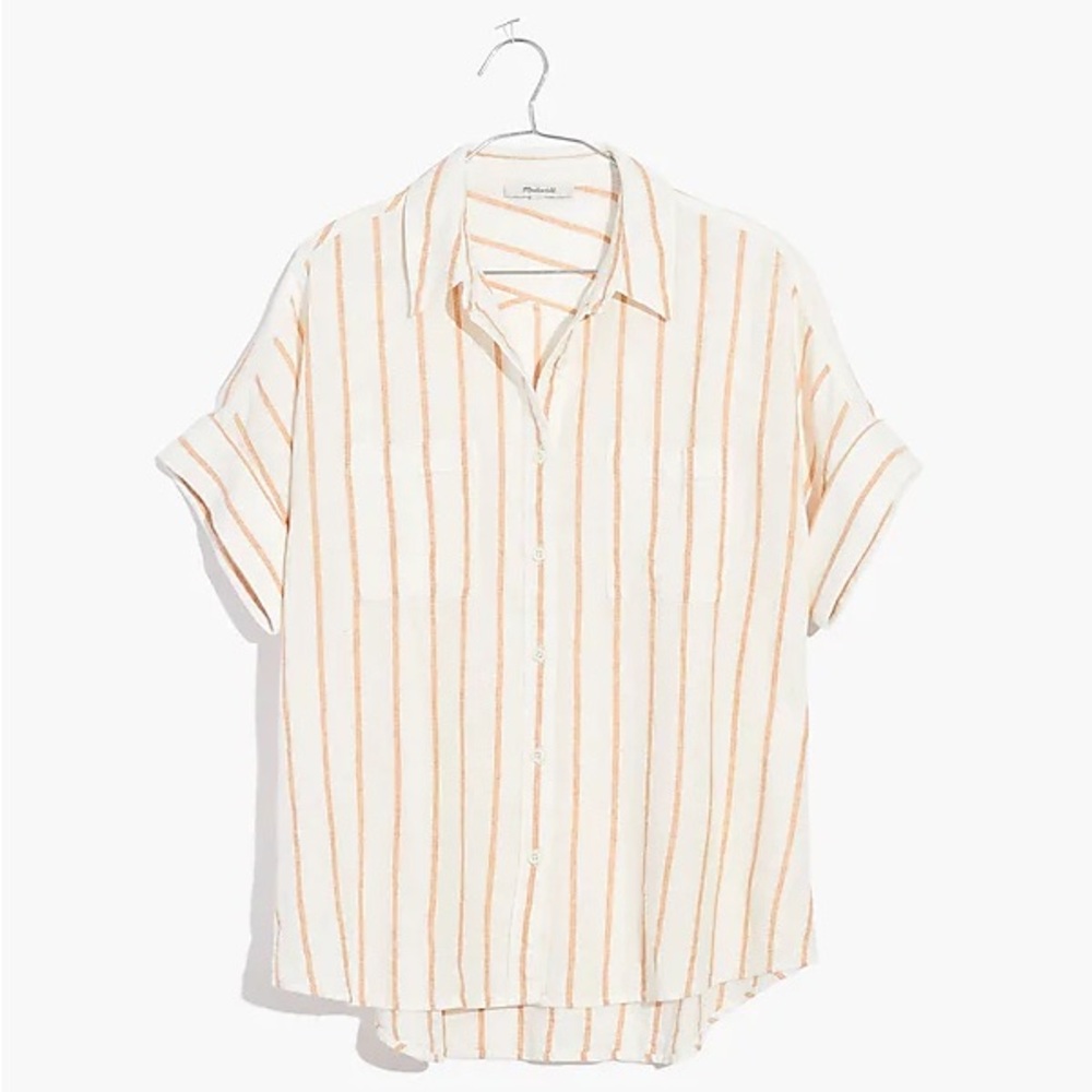 Madewell Linen-Blend Courier Shirt in Textured Stripe